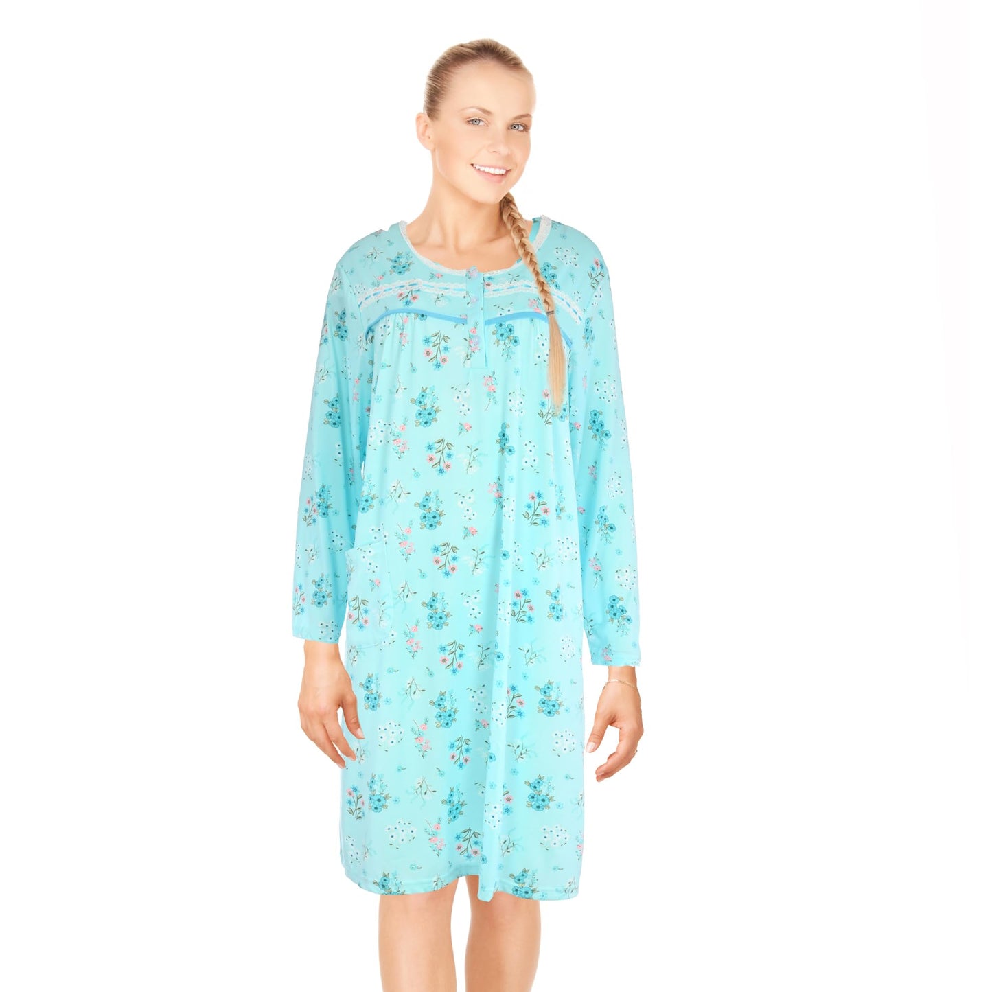 JEFFRICO Womens Long Sleeve Nightgowns Sleepwear Soft Pajama Dress Nightshirts