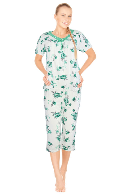 JEFFRICO Womens Pajamas For Women Capri Set Sleepwear Soft Pajamas