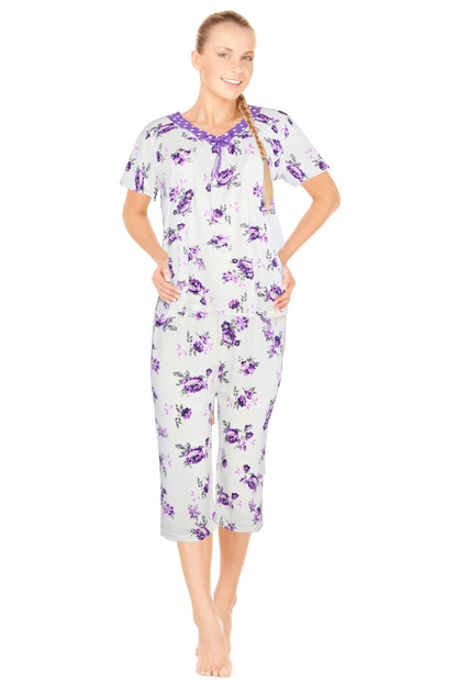 JEFFRICO Womens Pajamas For Women Capri Set Sleepwear Soft Pajamas