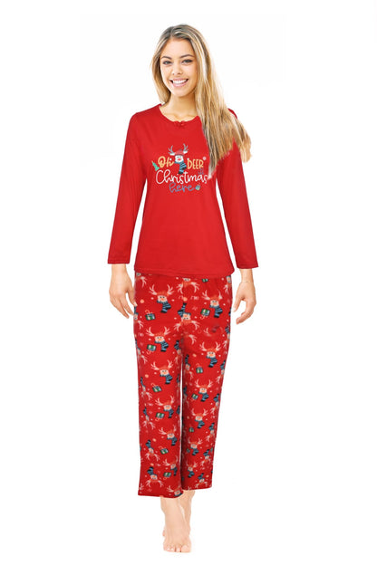 JEFFRICO Womens Christmas Pajamas For Women Long Sleeve Pajamas Top and Pants Two Piece Set Sleepwear Soft Pajamas