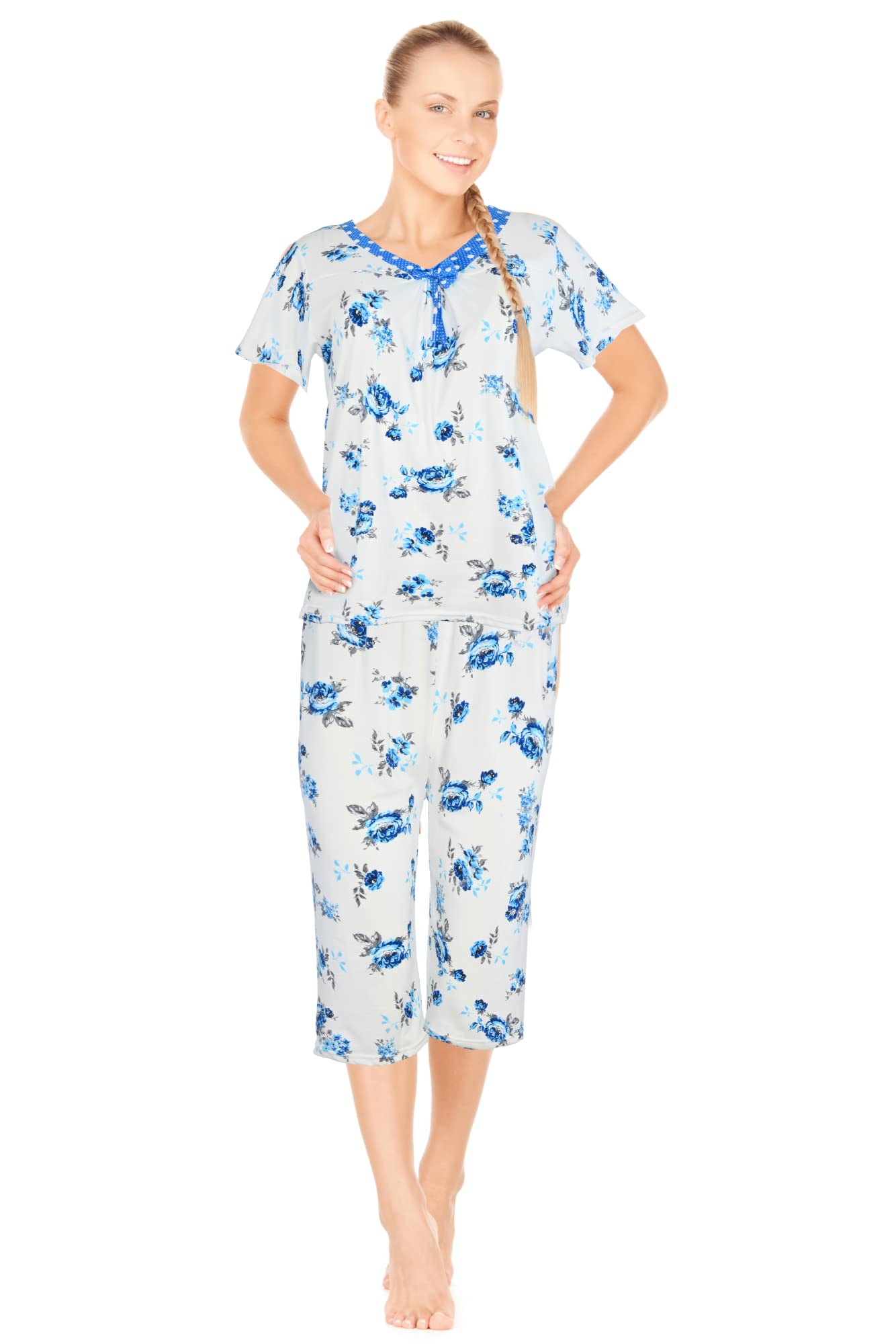 JEFFRICO Womens Pajamas For Women Capri Set Sleepwear Soft Pajamas