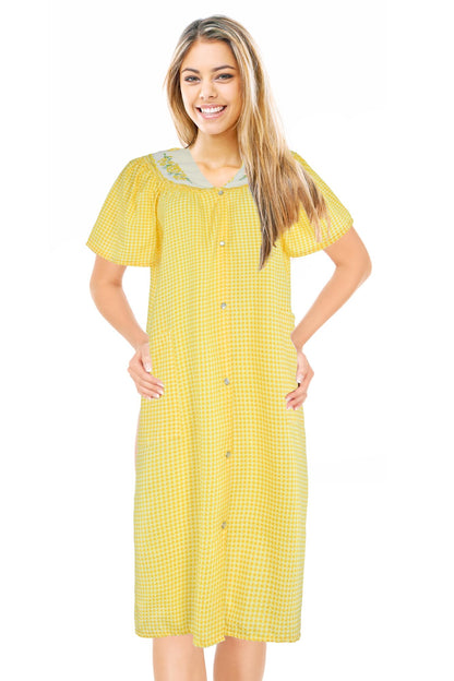 JEFFRICO House Dresses for Women with Pockets - Lightweight Breathable Short Sleeve Muumuu & Nightgowns - Women's Dusters