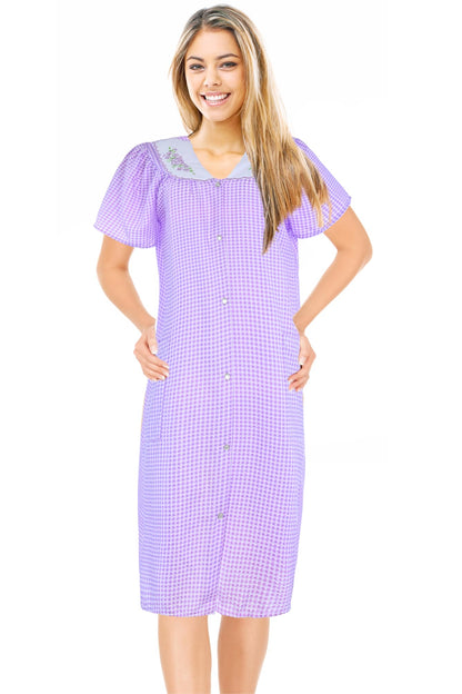 JEFFRICO House Dresses for Women with Pockets - Lightweight Breathable Short Sleeve Muumuu & Nightgowns - Women's Dusters